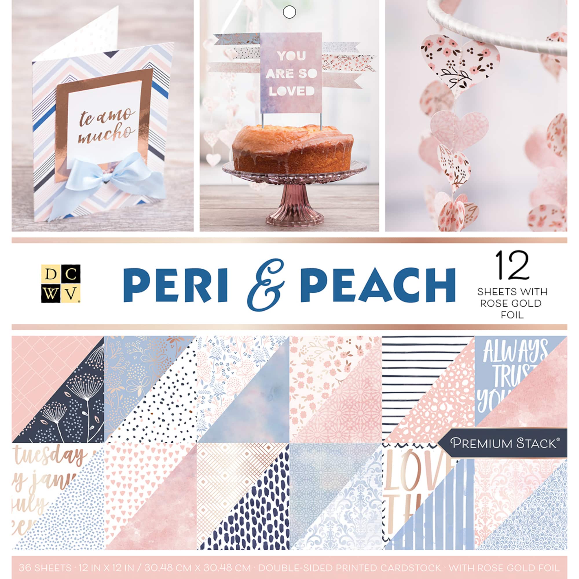 DCWV® 12" x 12" Peri & Peach Double‑Sided Cardstock Stack, 36 Sheets